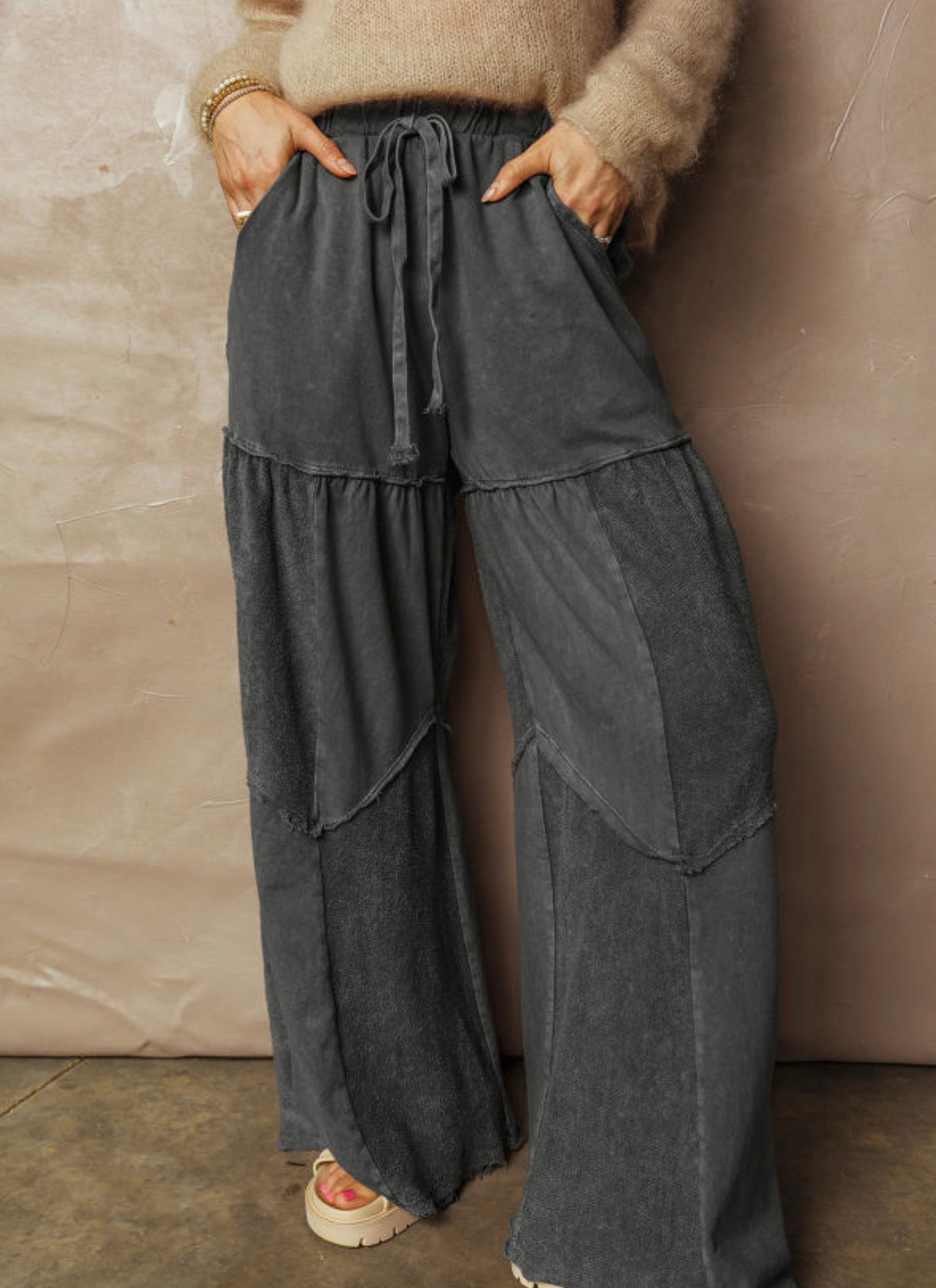 Grey wide legged pants