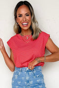 Red and Pink Striped Shirt