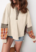 Sweater with flannel sleeves ￼