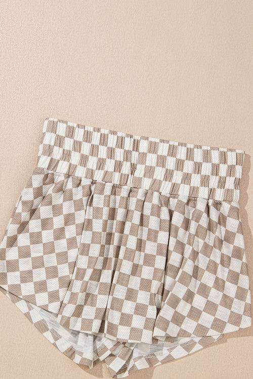 Brown Checkered Skort