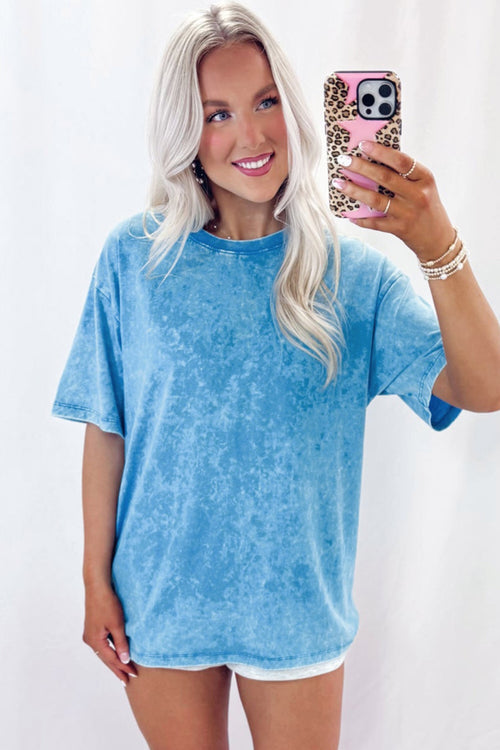 Blue mineral wash oversized t-shirt