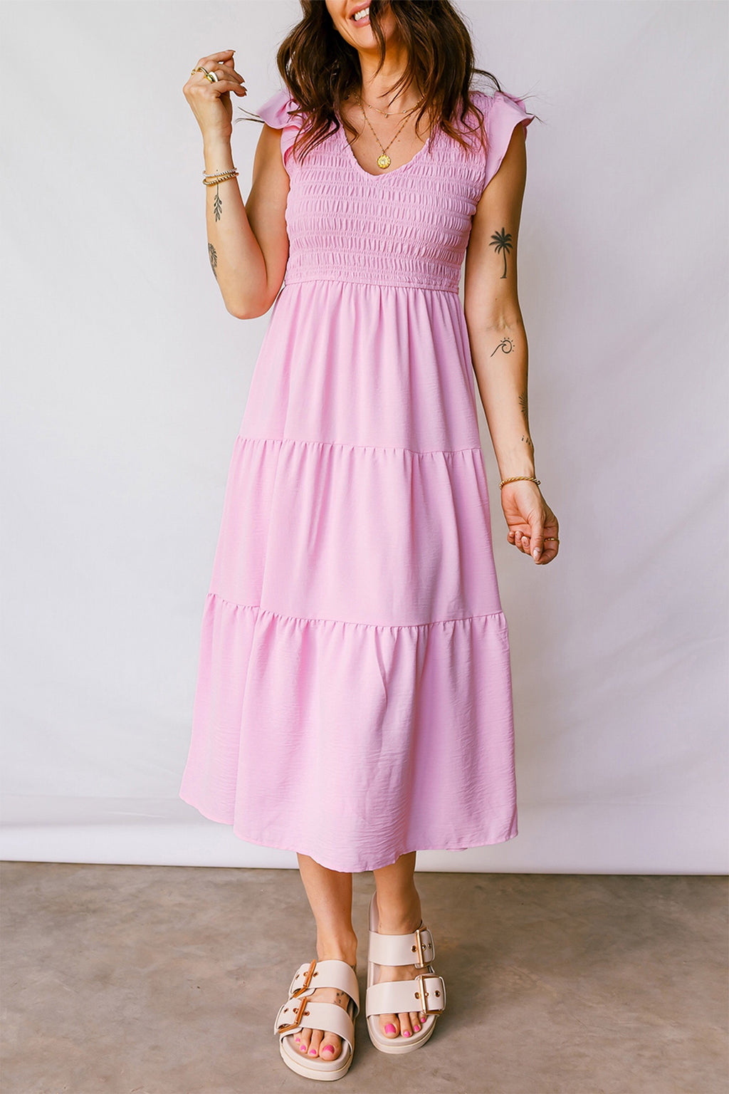 Pink smocked dress