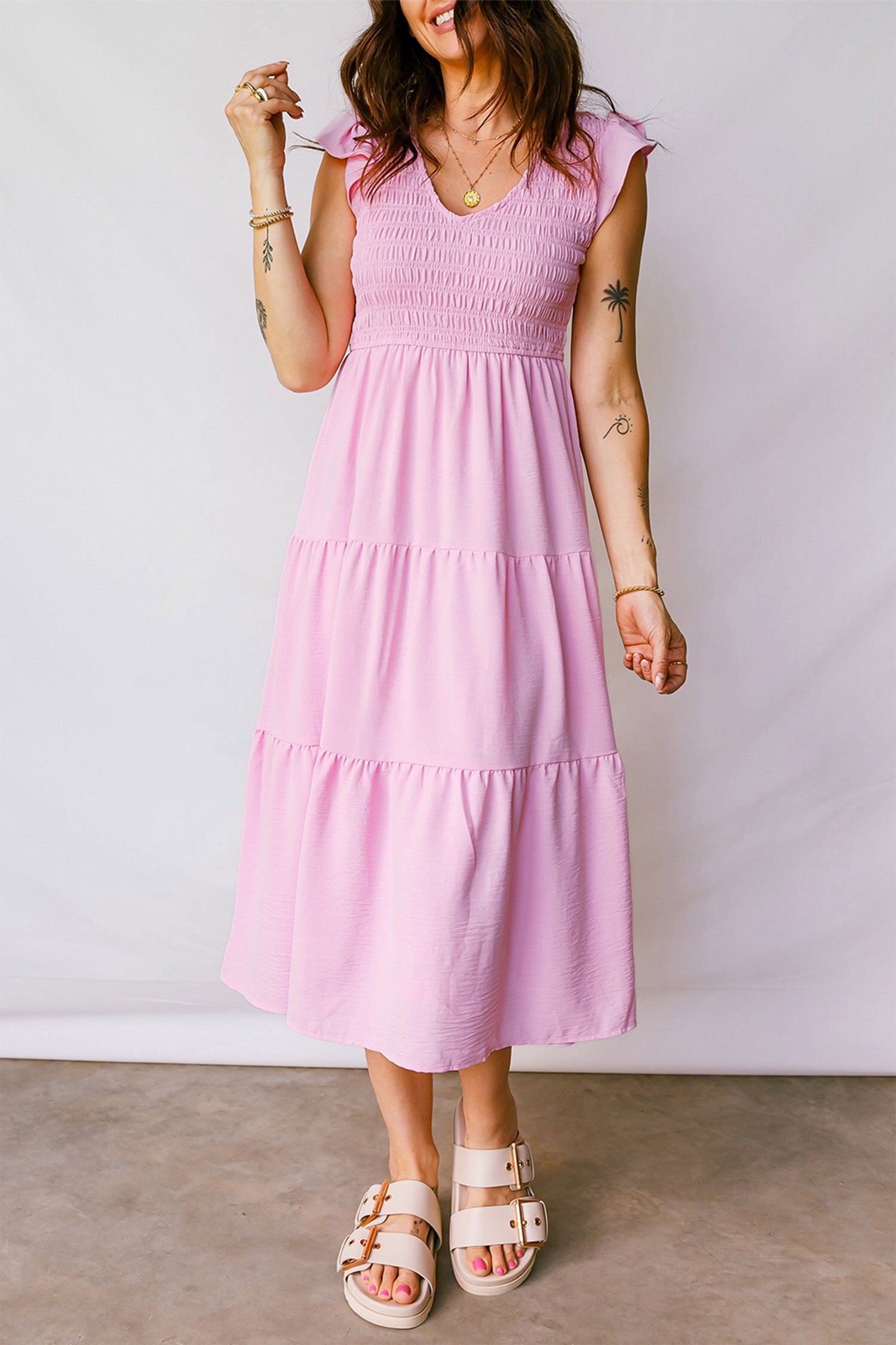 Pink smocked dress