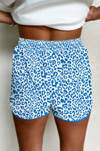 Blue Leopard Drawstring Shorts