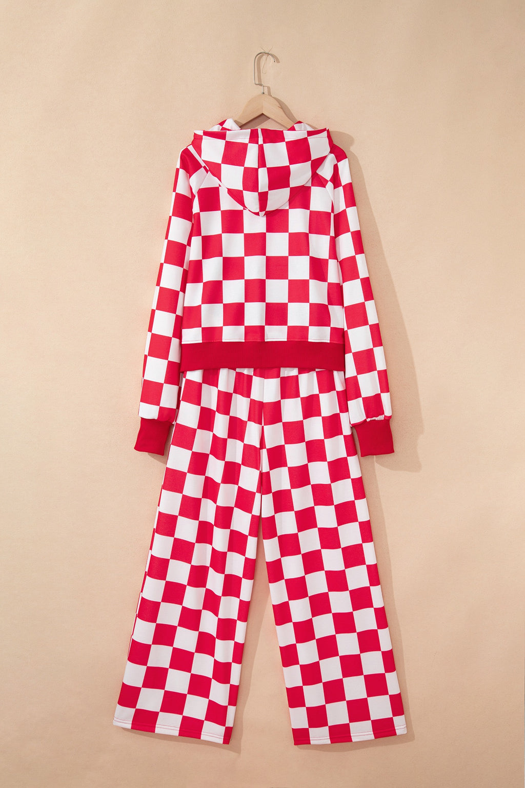 Red Checkered Print Loose Pants