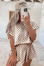 Brown Checkered T-Shirt