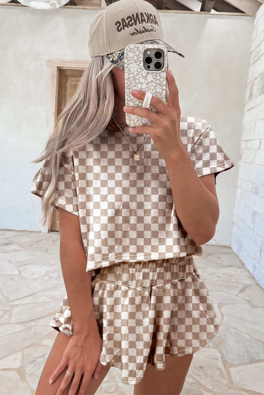 Brown Checkered T-Shirt