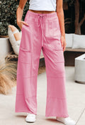 Bright pink wide legged pants