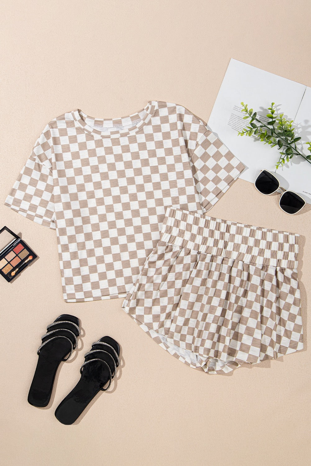 Brown Checkered Skort