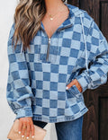 Checked jean pullover