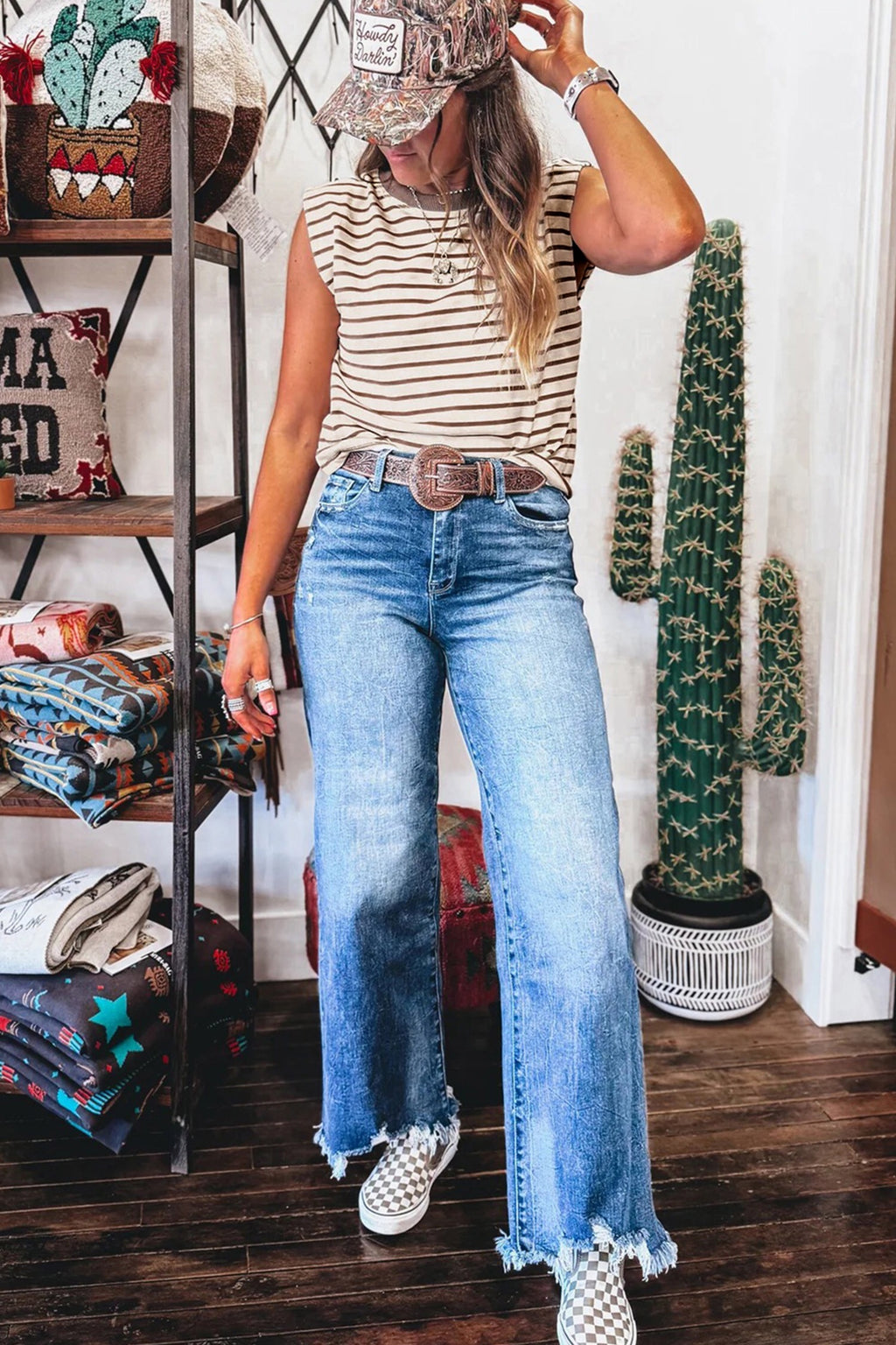 Brown stripe tank top