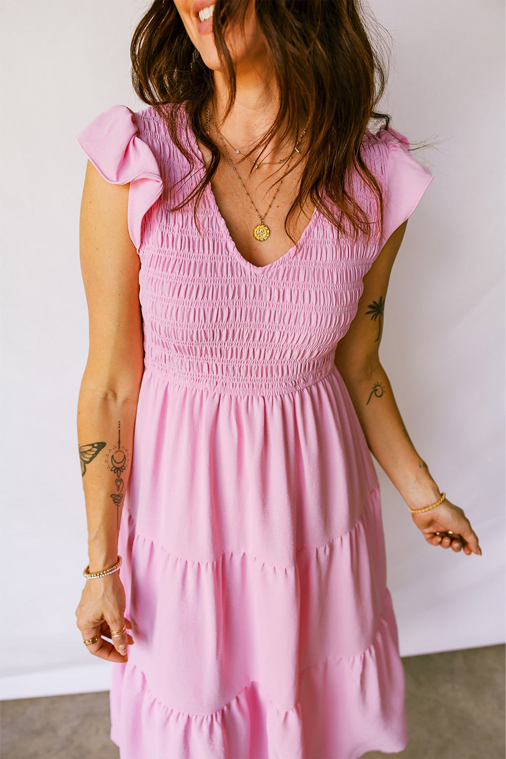 Pink smocked dress