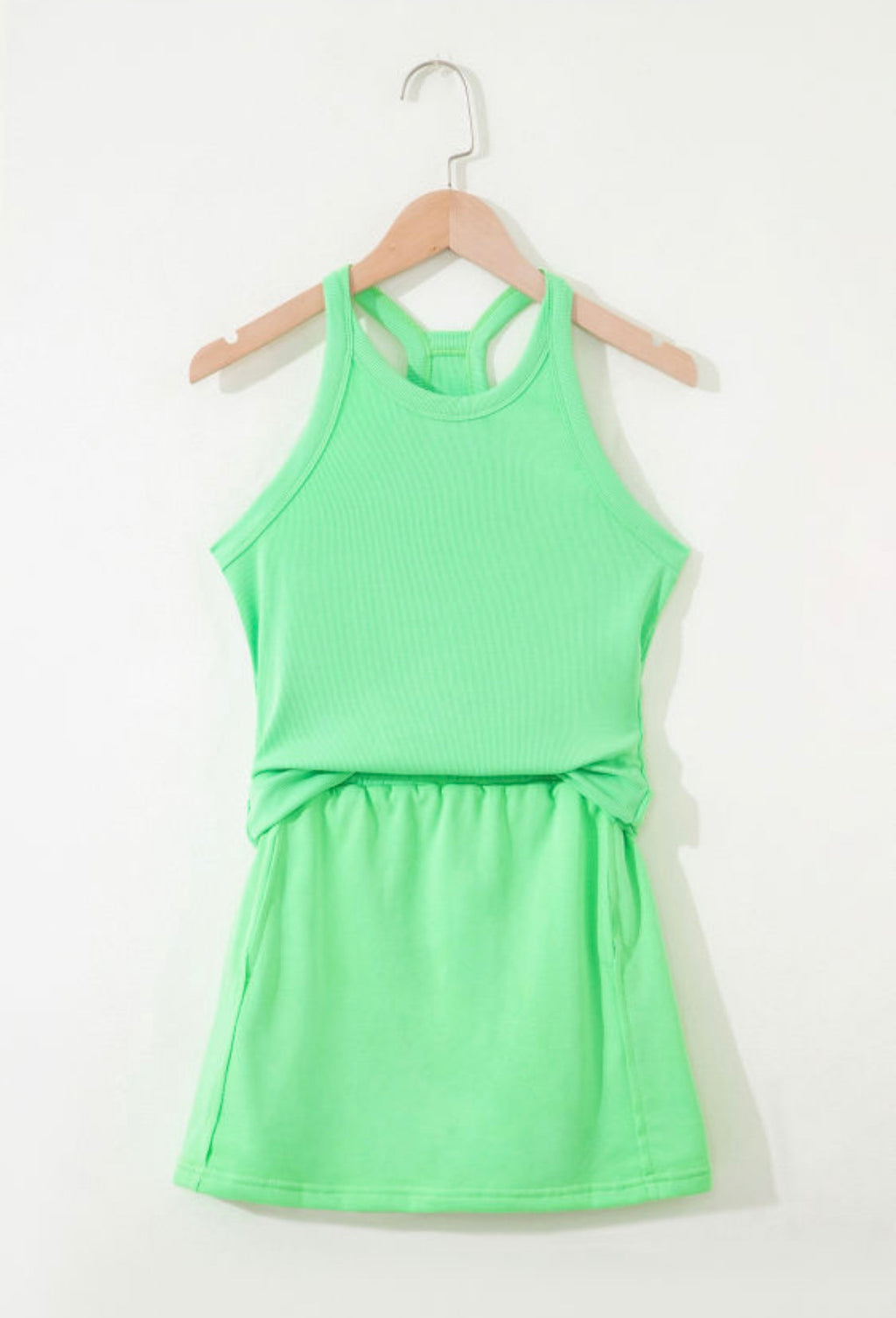 Green Slim skirt with short